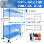 4000 LBS Heavy Duty Wire Rack 48 x 18 x 76, 5-Tier NSF Commercial Rolling Rack with Wheels, Chrome Metal Shelving Unit for Garage, Kitchen, Warehouse, Adjustable Storage Shelf, Crescent