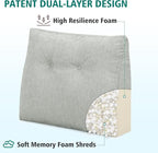 TANYOO Back Support Pillow for Recliner Soft Dual Layer Lumbar Support Pillow with Shredded Memory Foam Ergonomic Orthopedic Couch Lumbar Cushions for Elderly Lower Back Pain Relief Light Grey