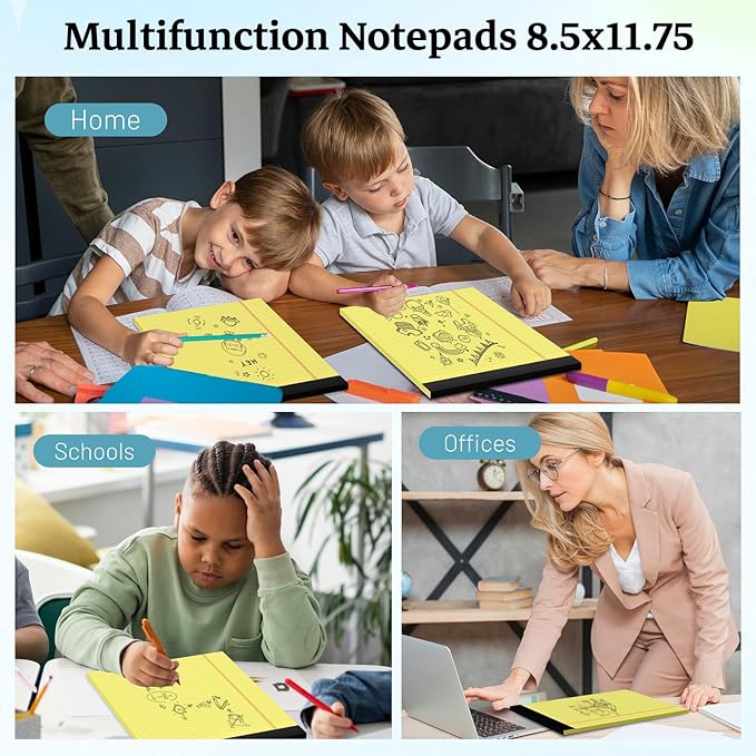 Roneky Legal Pads 8.5 x 11 Yellow Note Pads, 2 Pack College Ruled Notepads 8.5 x 11 Lined Paper, Yellow Notebook Paper Writing Pads 30 Sheets Per Legal Pads 8.5x11 for Home Office School Supplies