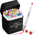Caliart Alcohol Markers Brush Tip, 51 Colors Dual Tip Artists Coloring Markers Set Brush & Chisel, Permanent Alcohol Based Colored Sketch Pens, Art Supplies Gifts for Adults Drawing Illustration