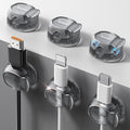 Cable Clips - Chfeila Latest Dual Spring Cord Organizer with Clasp Lock, 6Pack [Max Stability] Desk Cable Management, Adhesive Phone Charging Wire Holder for Nightstand/Car/Wall, Office Accessory