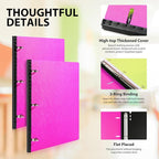 MAKHISTORY Telescoping 3 Ring Binder-4PCS, Flexible Binder with Elastic Rubble Spine+3 Round Rings, Flat Writing Binder, 4 Bright Colors