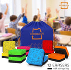 12 Pack Dry Erase Erasers Assorted Colors Magnetic Whiteboard Erasers for Kids and Students - Smudge Free Small Dry Erase for Classroom Home, School and Office