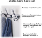 SKOLOO Modern Metal Wall Coat Rack with 5 Hooks, Sturdy Wall Hook Rack for Hanging Jacket, Clothes, Hat, Silver