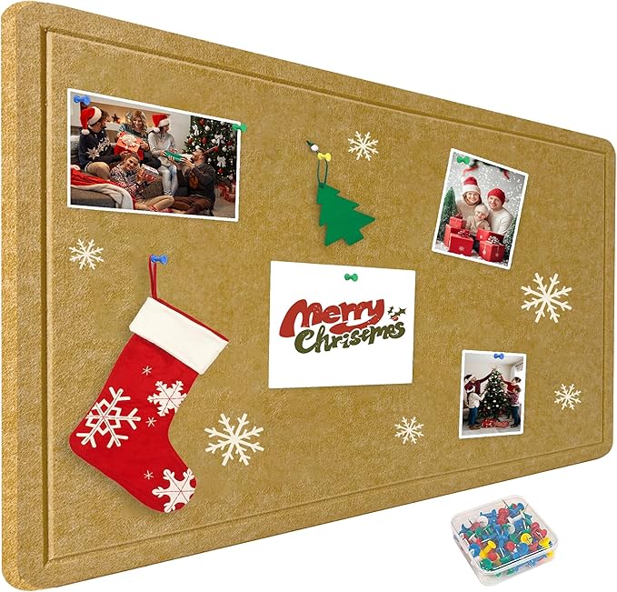 Yunihome Large Bulletin Board - Foldable 36x17.5 Inches Cork Board Alternative with 20 Push Pins, Self-Adhesive Felt Bulletin Board for Wall, Home Office Classroom Decor