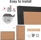 Board2by Extra Large Cork Bulletin Board 96" X 48", Foldable Notice Pin Board for Wall, Black Woodm Framed 8'x4' Corkboard, Wall Mounted Noticeboard with 32 Push Pins for School, Home & Office