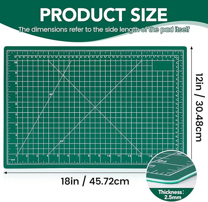 CLOYAN Cutting Mat 12"x18", 1 Pack Double-Sided 5-Ply Self Healing Sewing Cutting Mat, Cutting Mats Board for Crafts-Sewing, Fabric, Quilting, Scrapbooking Project