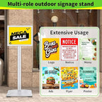INNOVSIGN Heavy Duty Adjustable Pedestal Poster Sign Stand, 11x17 Aluminum Open Floor Standing Sign Holder for Vertical and Horizontal View Display, Silver