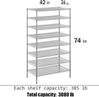 Regal Altair 24" Deep x 42" Wide x 74" Height Wire Shelving Kit | 8-Tier | NSF Commercial Storage Rack Unit