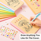 feela 56 Pack Composition Notebooks Bulk, Kraft Cover Lined Blank College Ruled Composition Travel Journals with Rainbow Spines For Women Students Business, 60 Pages, 8.3”x 5.5”, A5, 8 Pastel Colors