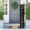 Welcome Porch Sign Decor Wooden Hanging Sign Door Porch Standing Decorative Signs Plaques for Front Door Farmhouse Outdoor Indoor Welcome Sign 47.2"H（black）
