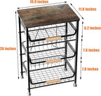 NiuYichee 4-Layer Fruit Basket Kitchen Food Organizer and Rack, Stackable Storage Cart with Desktop, Pull-Out Hollow Metal Basket, Sliding Out Storage (Black 4-Layer Rack)
