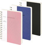Spiral Notebook-5.75" x 8.125" College Ruled Journal with Inner Pockets and 160 Pages,PU Leather Cover Business Journal, Twin-Wire Binding Notebook Perfect for Office & Home School Supplies 3 pack Pink/NavyBlue/Black