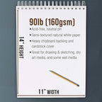 U.S. Art Supply 11”x14 Premium Heavy-Weight Paper Spiral Bound Sketch Book: 90 Pound (160gsm), 30-Sheet Drawing Pad (2 Pack)