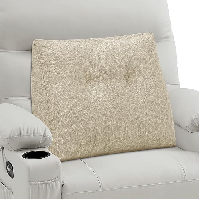 TANYOO Back Support Pillow for Recliner Soft Dual Layer Lumbar Support Pillow with Shredded Memory Foam Ergonomic Orthopedic Couch Lumbar Cushions for Elderly Lower Back Pain Relief Khaki