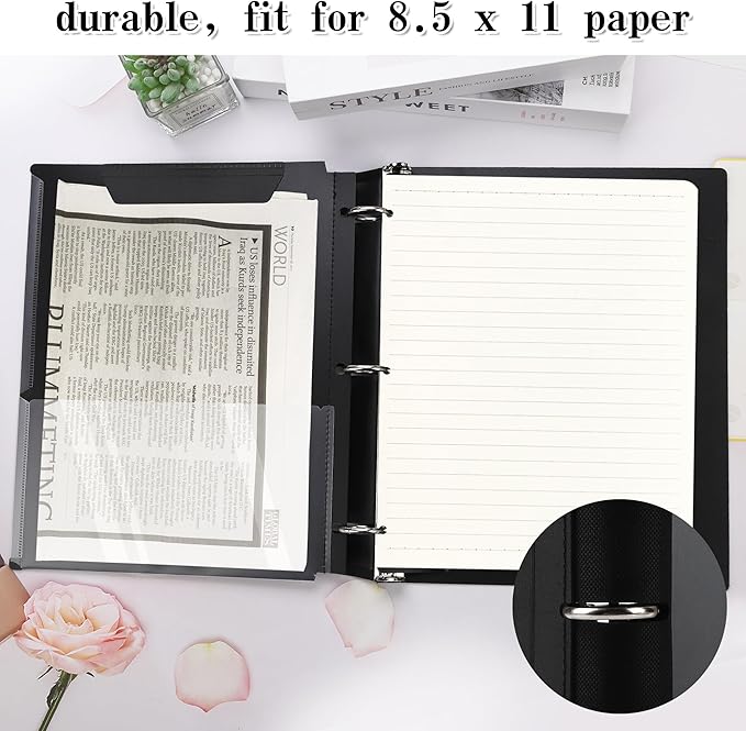 Tashkummy 360° Pivotable 3 Ring Binder, Upgraded Foldable Binders 1 inch 12 Pack, Thin Small Three Ring Binder Fits 8.5" x 11", for Home, School and Office- Black, Purple, Pink, Blue, Green, Red