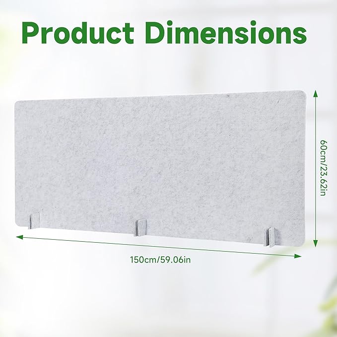 2 Pack Desk Privacy Panel 59" x 23.6" Acoustic Divider Panel Portable Desk Partition Desk Divider Noise Visual Isolate Table Divider for Student Study Reception Area Office Library