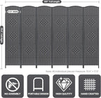 Cocosica 6 Panel Room Divider,6Ft Folding Privacy Screen,Tall - Extra Wide Foldable Panel Partition Wall Divider with Diamond Double-Weaved Hand-Woven Design Room Screen Divider