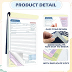 150 Sets Job Work Order Form Book 3 Part Carbonless Work Order Invoice Book 5.5 x 8.3 inch Job Order Forms with Numbers and Tear Off Top with Hard Backing for Business Service (3)