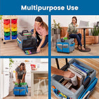 ECR4Kids Universal Rolling Cart with Canvas Organizer Bag, Mobile Storage, Blue/Grey