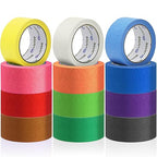 Oleitodh 12 Rolls Colored Masking Tape Painters Tape 2 Inch x 360 Yards, Rainbow Colors Bulk Colorful Paper Marking Tape for Arts Crafts Labeling DIY Office Home Supplies