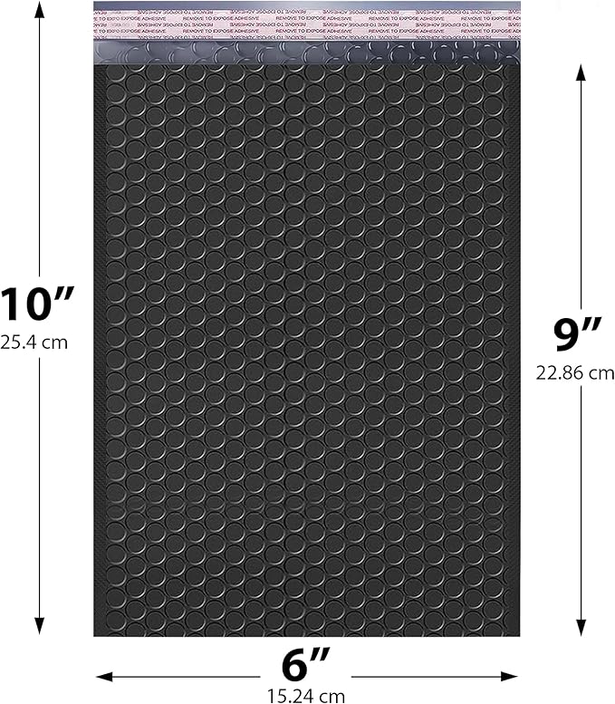 Black Small Poly Bubble Mailers 6x10 inch #0 | Self Seal Padded Envelopes | Cushioned Bubble Mailer | Usable Size 6x9 | WaterProof | Lightweight mailing Shipping Bags | 250 Pack Bulk