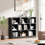 Cozy Castle Black Bookshelf, 3-Tier Open Shelf Bookcase, 10 Cube Storage Organizer with Anti-Tilt Device for Bedroom, Living Room, 55.11" W x 11.61“D x 40.94“H