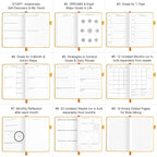 Undated Luxurious Weekly & Monthly Planner to Increase Productivity Hit Your Goals, Organizer Notebook Gratitude Journal Time Management Start Anytime, A5, Lasts 1 Year