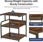 Fannova Large Printer Stand with Adjustable Storage Shelf, 3 Tier Printer Cart with Wheels for Home Office Organization, Rolling Table Stand for Heat Press Mini Fridge, Industrial Style