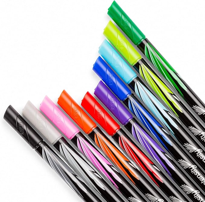 BIC Intensity Fineliner Marker Pen, Fine Point (0.4mm), Assorted Colors, Clean & Crisp Writing, 6-Count (Pack of 2)