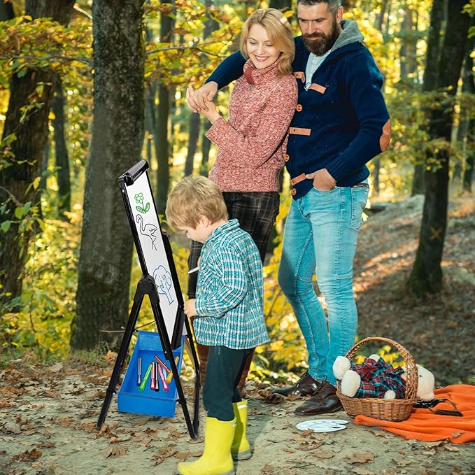 Dry Erase Board with Stand - Double Sided 28"x20" Portable Writing Whiteboards, Height Adjustable & 360° Rotating U Stand Magnetic Whiteboard for Home, School, Restaurant & Presentation
