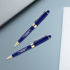 DISCOUNT PROMOS 100 Ultra Executive Pens Pack - Customizable Text, Logo - Twist To Write, Gold Accent - Blue