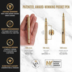 Scriveiner Gold Luxury Fountain Pen (Fine) - Award Winning - Heavy Pocket Stunning Luxury Pen, Real Gold Plating, German Nib & Converter, Nice Gift Pens for Men & Women