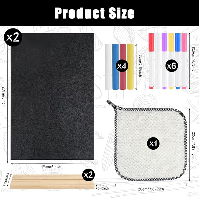 BOUBONI 2 Pack Small Chalkboard Signs with Wood Stand 6 x 8 inch Tabletop Chalkboard Sign Double-Sided Message Menu Boards for Kitchen Wedding Bar and Restaurant