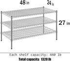 Regal Altair 24" Deep x 48" Wide x 27" Height Wire Shelving Kit | 3-Tier | NSF Commercial Storage Rack Unit