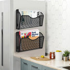 KZWKRG 2PCS Magnetic File Holder - No Drilling Magazine Paper Document Holder, Magnetic File Paper Mail Organizer, Magnetic Hanging File Organizer for File Cabinets, Office, Whiteboard