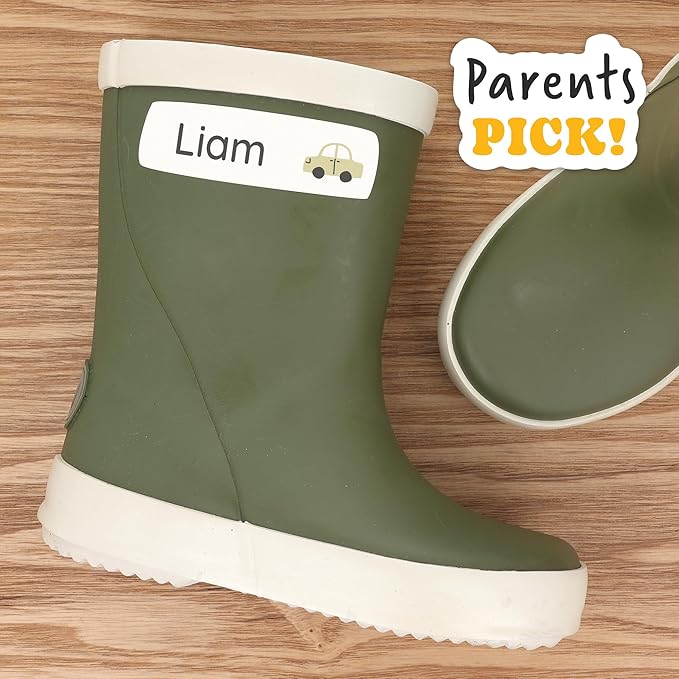 Large Name Labels for Kids (33) - Custom Stickers for Daycare and School Supplies - Durable, Waterproof Stickers for Water Bottles, Lunch Boxes, and More with Unique Designs - Toy Cars