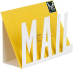 MyGift Mail Holder Organizer Countertop Modern Metal White with Cutout MAIL Lettering Design, Office Desktop Envelope and Document Storage Rack