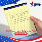 WritePads Legal Pads 8.5 x 11,Wide Ruled Note Pads, Canary, 6-Pack, 50 Sheets, Sturdy back, No Bleeding Micro-Perforated Writing Pads for School Office, Made in the USA