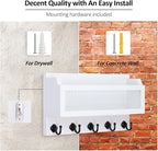 Nekon Mail and Key Holder for Wall Decorative, 11 Inch Wooden Wall Key Organizer with 5 Key Hooks, Wall Mount Storage Shelf for Entryway Hallway (White)