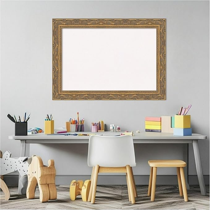 Amanti Art White Cork Board for Wall, 20x28 Vision Board with Gold Frame, Medium Corkboard Office Decor for Home Organization, Traditional Corkboard Pinboard to Display Items for Home Organization