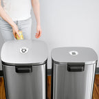 Strong Trash and Recycle Magnets, 3.5" Recycle Magnet for Trash Can, Magnetic Recycling Stickers for Kitchen Garbage Can and Recycling Bins with 4 Adhesive Stickers, Made in USA, White 2 Pcs