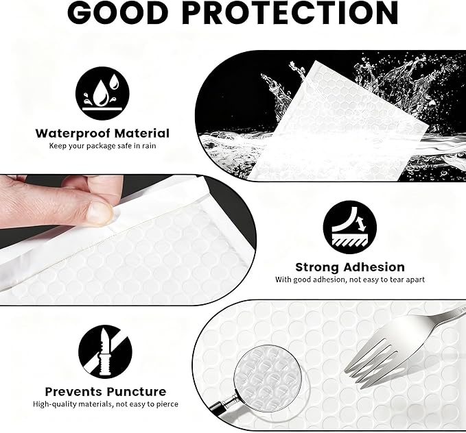 Alilmein 6×10" Inch Bubble Mailers 100 Pack Waterproof Padded Envelopes Self Seal Adhesive Shipping Bags for Mailing Cards Jewelry Makeup and Small Business Packaging