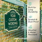 Custom Decorative Outdoor Metal Sign - Personalized Aluminum Driveway Sign, Waterproof, Made in USA - Design 2 Forest Green 10x7 In