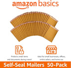 Amazon Basics Kraft Bubble Self-Seal Mailer, 4" x 8" (Internal Size - 3.75" x 7"), 50-Pack, Brown