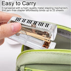 Gold Acrylic Stapler, Cute Office Stapler with 25 Sheets Capacity and Hold 100 Staples Unique and Stylish Design for Home Office Desktop (Piano-Key/High Note) (Piano-Key)