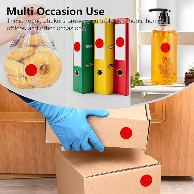 Red 1 Inch Round Color Coding Labels with 4000 Dots, 4 Rolls - Bright Color Dot Stickers for File Folders, Inventory System - Highly Visible