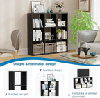 Jpiziso 9-Cube Storage Organizer, Wooden Cube Shelf Bookcase with Reinforced Thick Shelves, Heavy-Duty 36.93" L x 9.37" W x 36.93" H, for Living Room Bedroom Home Office, Black