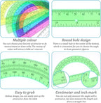100 Pieces Protractors Bulk Plastic 180 Degrees 6 Inch Translucent Protractors for Geometry, Angle Measurement, 5 Colors