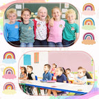 Henoyso 108 Pcs Rainbow Name Tags for Classroom Desks Colorful Boho Plates Students Name Labels Adhesive Desk Plate Board Decoration for Classroom Teacher Back to School Party Decor